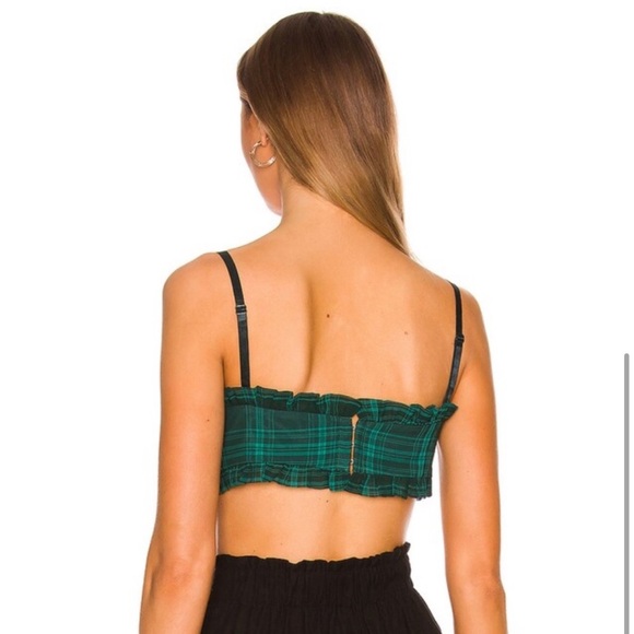 Zelia Bustier Crop Top in Green Plaid - Picture 4 of 5